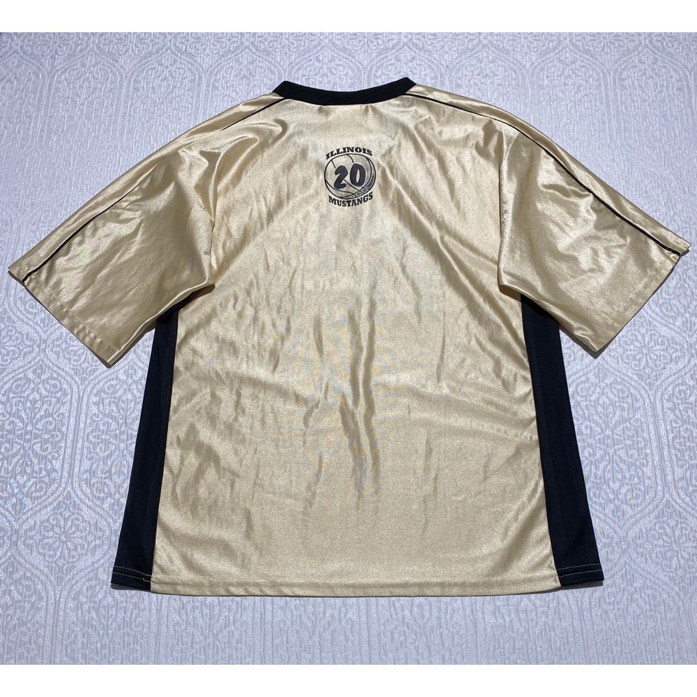 Vintage USA Teamwork Athletic Apparel Illinois Mustangs Jersey Gold Black L 42 - Picture 3 of 9